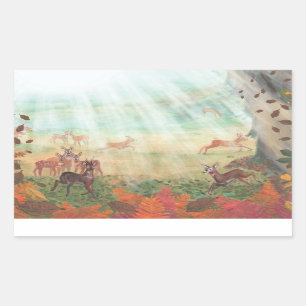 Adesivo Retangular Roe Deer Capreolus capreolus em Forest Sunlight