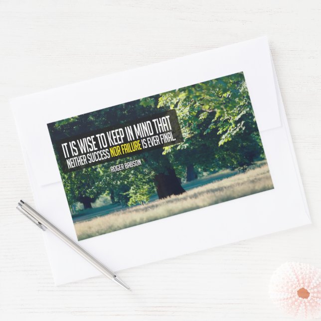 Adesivo Retangular Roger Babson Inspirational Cote "Nunca Final" (Envelope)