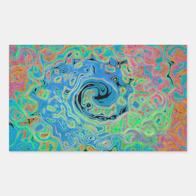Adesivo Retangular Rolha de Abstrato com rolha azul de aquarela com r (Frente)