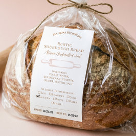 Adesivo Retangular Rolling Pin Bakery Ingredients Allergy Food Label