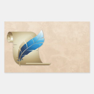 Adesivo Retangular Rolo e Quill do pergaminho