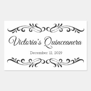 Adesivo Retangular Rolos pretos, logo personalizado do partido Quince