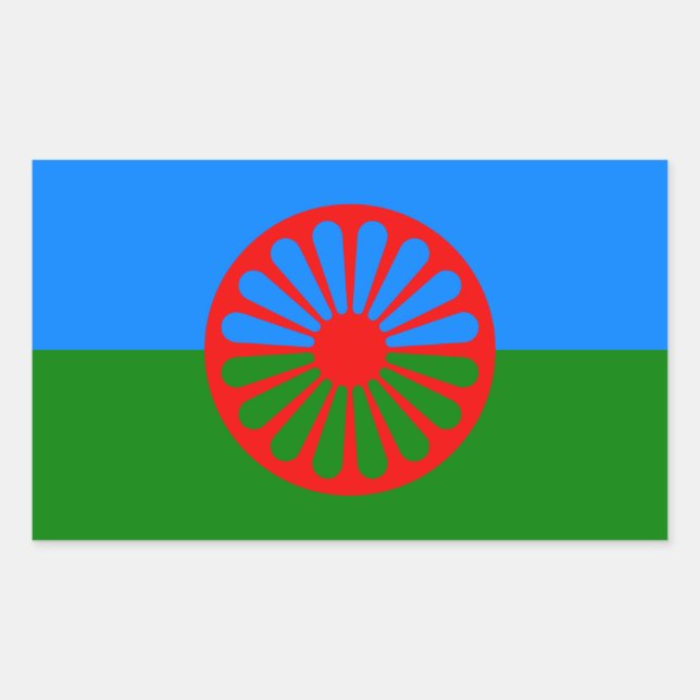 Adesivo Retangular Romani Flag Stickers (Frente)