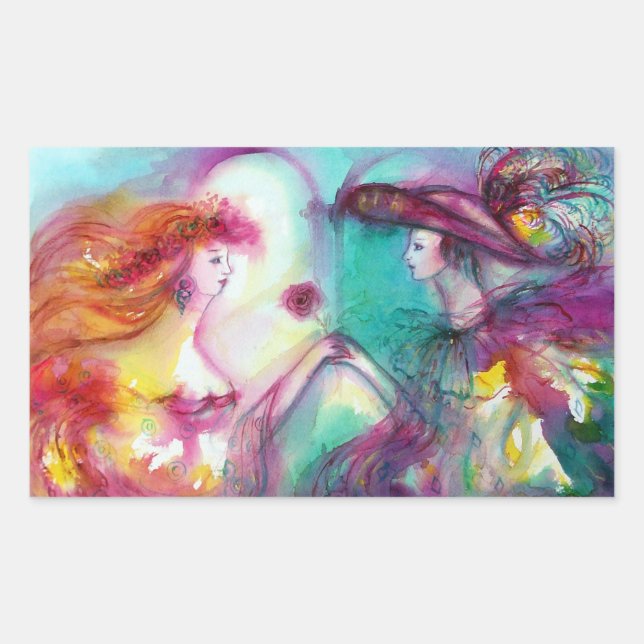 ADESIVO RETANGULAR ROMEO E JULIETA / FACHOS RETANGULARES AZUIS DOURAD (Frente)