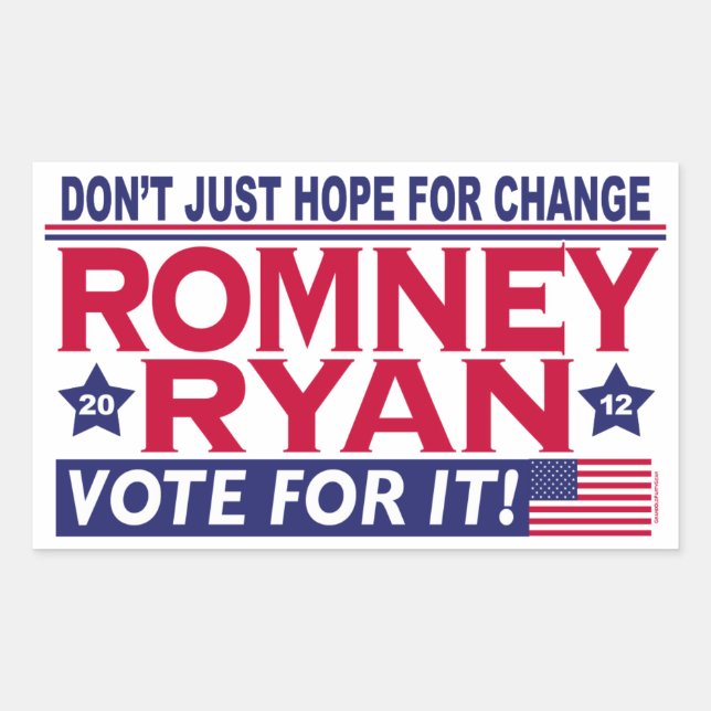 Adesivo Retangular Romney Ryan Hope Change (Frente)