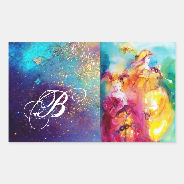 Adesivo Retangular RONDO IN LAGOON/Monograma - Bola de Mascarada vene (Frente)