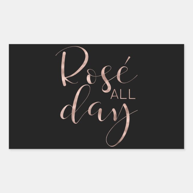 Adesivo Retangular Rosa Engraçado O Dia Todo O Vinho Presente (Frente)