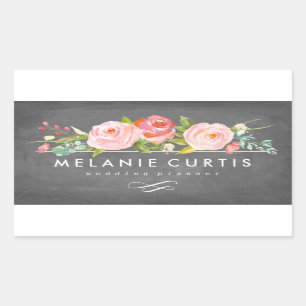 Adesivo Retangular Rosa Garden Floral Chalkboard Business