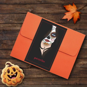 Adesivo Retangular Rosa Sugar Skull