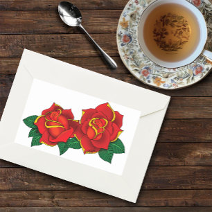 Adesivo Retangular Rosa Tatuagens