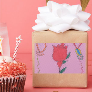 Adesivo Retangular Rosa vermelha a rosa: Impressão/Gráfico de Borda F