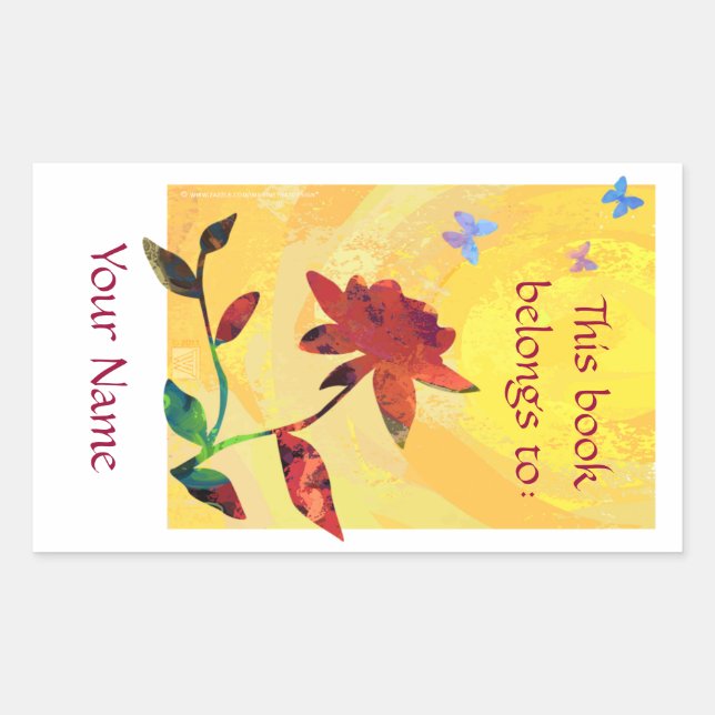 Adesivo Retangular Rosa vermelha em amarelo (Frente)