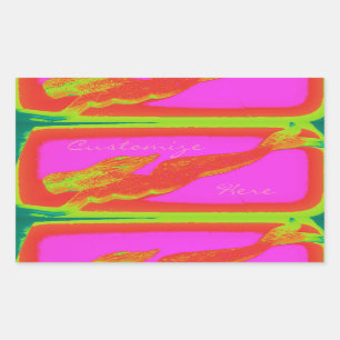 Adesivo Retangular rosa vermelho nadador da sereia