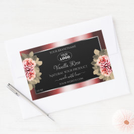 Adesivo Retangular Rosas Shimmering Red Black Product Labels Logo