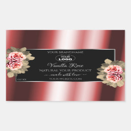 Adesivo Retangular Rosas Shimmering Red Black Product Labels Logo