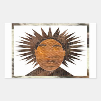 Adesivo Retangular Rosto com cabelos selvagens.