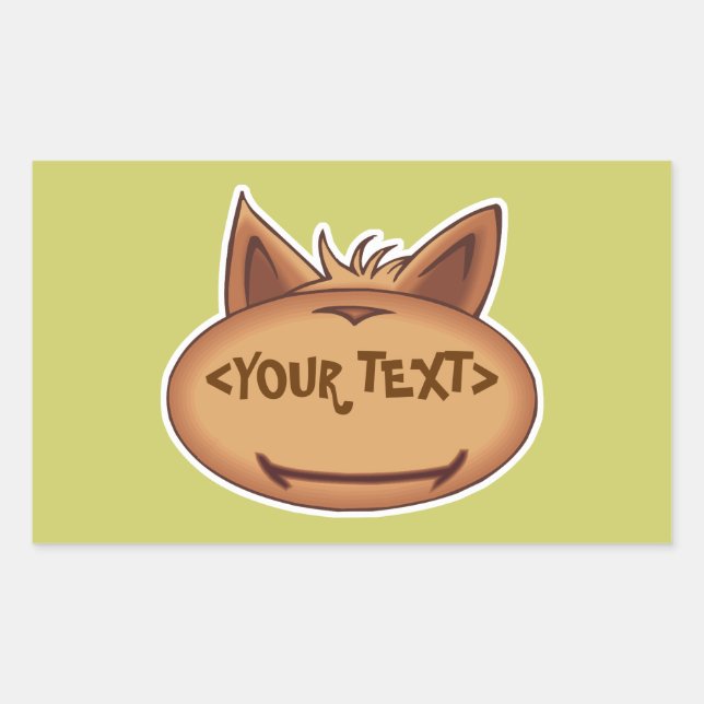 Adesivo Retangular Rosto Engraçado,<YOUR TEXT> (Frente)