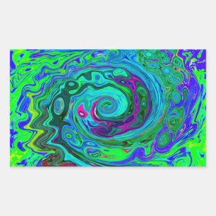 Adesivo Retangular Rotação Abstrato Retro Verde e Azul