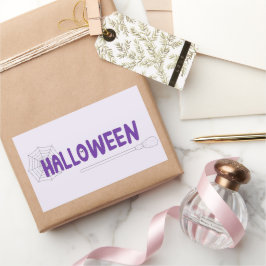 Adesivo Retangular Roteiro Assustador de Halloween com Bruxa e Ilustr
