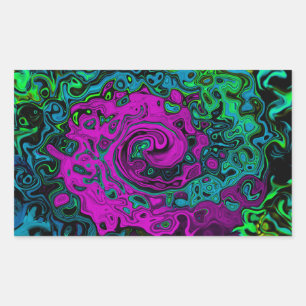 Adesivo Retangular Roteiro de Arte Líquida Magenta Magenta-Abstrato