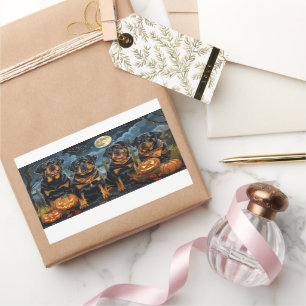 Adesivo Retangular Rottweiler Halloween Spooky