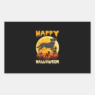 Adesivo Retangular rottweiler happy halloween dog scary moon costumes