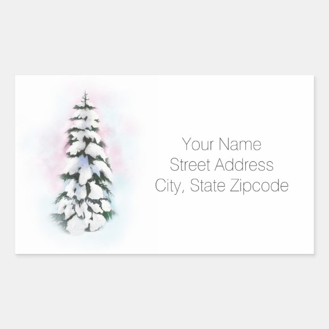 Adesivo Retangular Rotulagem de Árvore Aquática de Inverno (Frente)