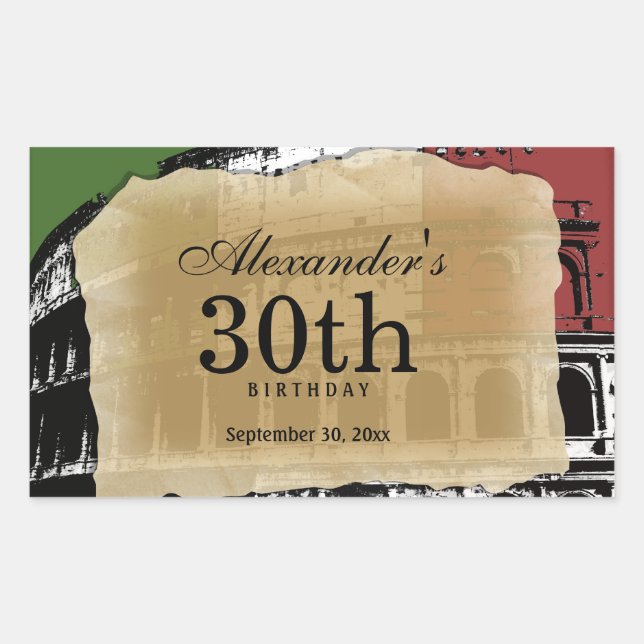 Adesivo Retangular Rótulo Contemporâneo do Coliseu Romano (Frente)