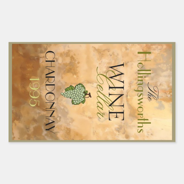 Adesivo Retangular Rótulo da garrafa de vinho (Frente)