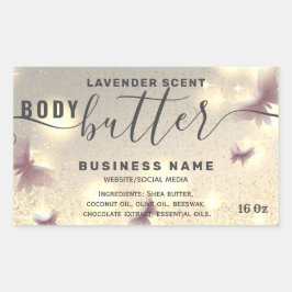 Adesivo Retangular Rótulo da manteiga com guião de borboleta