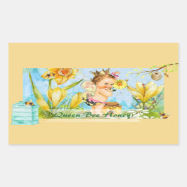 Adesivo Retangular Rótulo de conservas de abelhas da Rainha