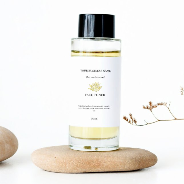 Adesivo Retangular Rótulo de embalagem cosmética de toner de rosto am (Yellow lotus face toner cosmetics packaging label sticker)