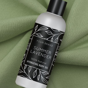 Adesivo Retangular Rótulo de Frasco Cosmético de 4 OZ preto moderno