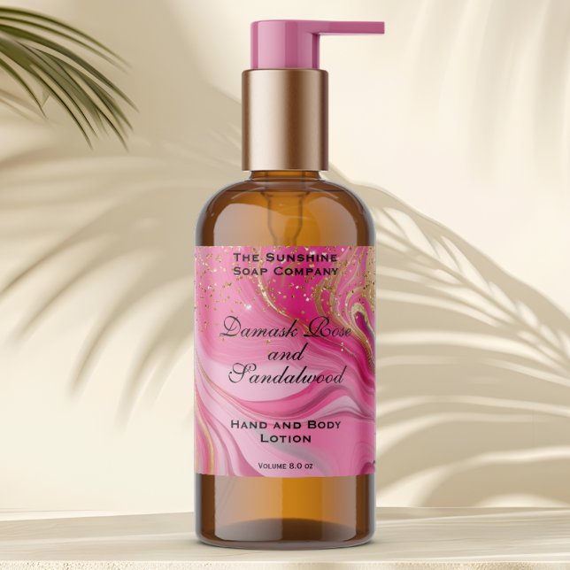 Adesivo Retangular Rótulo de Frasco de Cosméticos com Mármore Rosa e  (Criador carregado)
