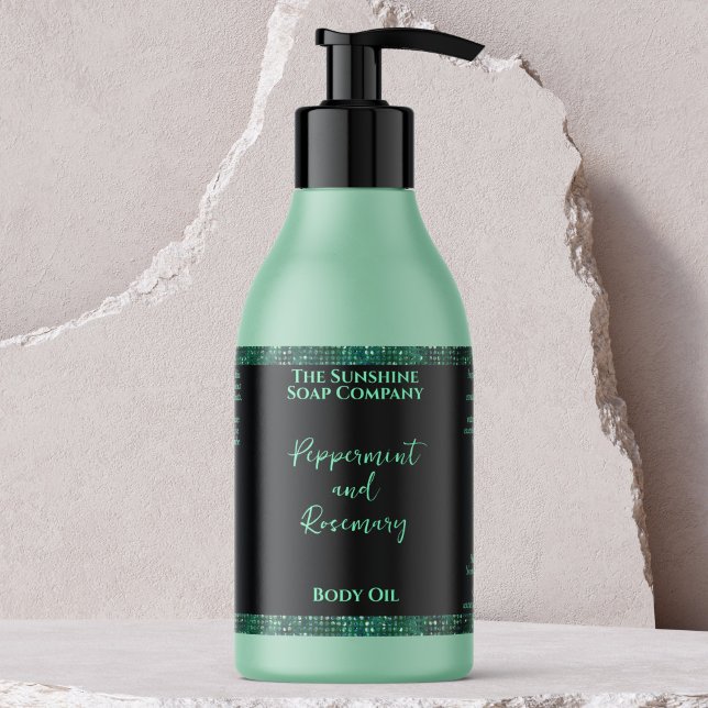 Adesivo Retangular Rótulo de Frasco de Glitter Verde e Cosméticos Pre (Criador carregado)