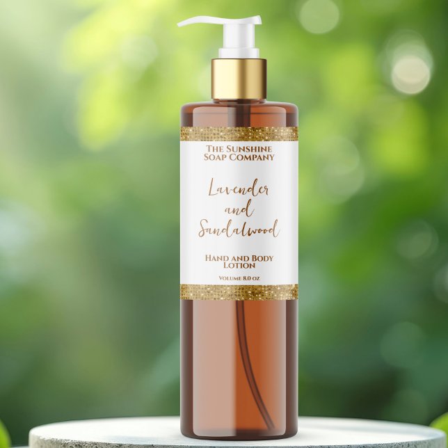 Adesivo Retangular Rótulo de garrafa de cosméticos com brilho branco  (Criador carregado)