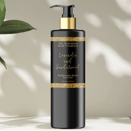 Adesivo Retangular Rótulo de garrafa de cosméticos preto e dourado lu