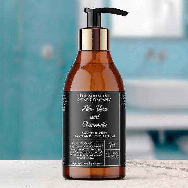 Adesivo Retangular Rótulo de garrafa de cosméticos rústicos preto 4 o (Criador carregado)