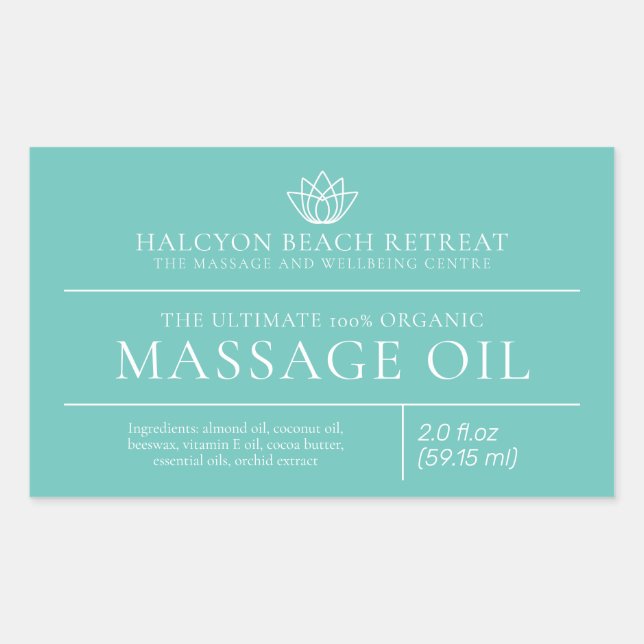 Adesivo Retangular Rótulo de ingrediente de produto aqua óleo de mass (Frente)