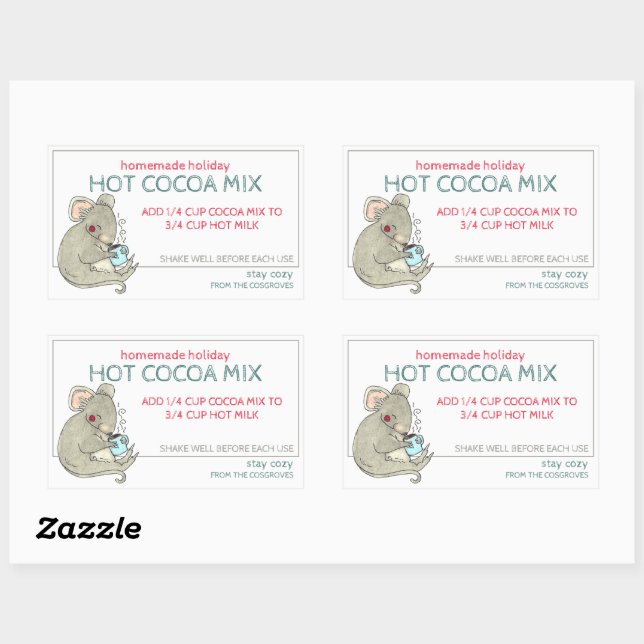 Adesivo Retangular Rótulo de Jar de Cacau Quente Feriado Homemade (Folha)