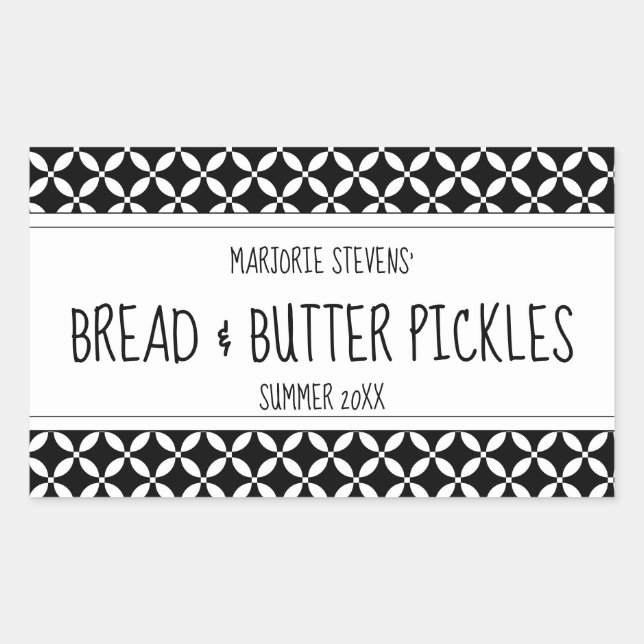 Adesivo Retangular Rótulo de latência preto e branco moderno (Frente)