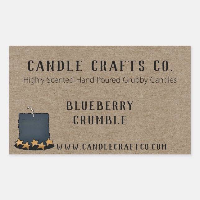 Adesivo Retangular Rótulo de Negócio de Velas de Jarro País Aroma Per (Frente)