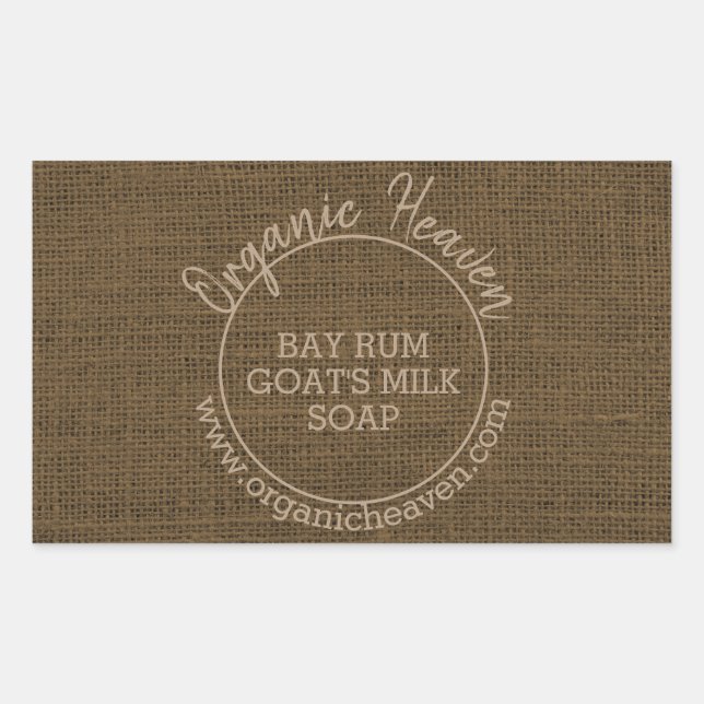 Adesivo Retangular Rótulo de Produto Burlap Country Russo Soap Feito  (Frente)