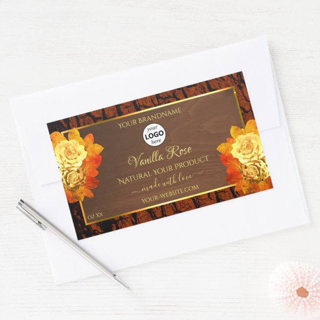 Adesivo Retangular Rótulo de produto das flores de rosa Rótulo de mad (Envelope)