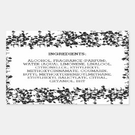 Adesivo Retangular Rótulo de Produto Ingredientes Brancos Folhas Natu