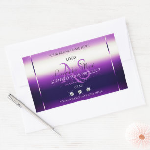 Adesivo Retangular Rótulo de produto roxo e surpreendente Joias Logot