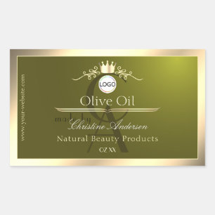Adesivo Retangular Rótulo de Produto Verde Oliva com Logotipo de Mold