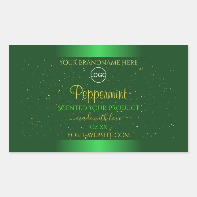 Adesivo Retangular Rótulo de produto verde Shimmery Suavizar Lítima A (Frente)