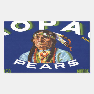 Adesivo Retangular Rótulo de Taxa de Fruta das Peras Mopacas Vintage