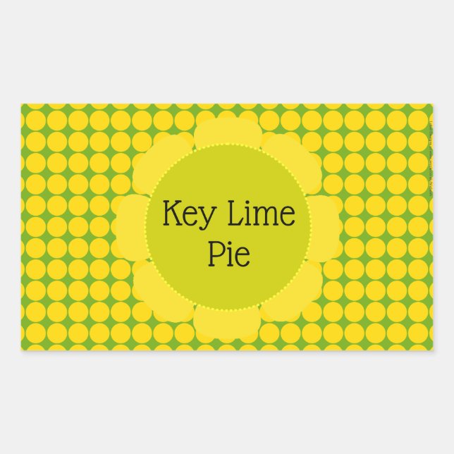 Adesivo Retangular Rótulo de torta de limão verde amarelo key lime (Frente)